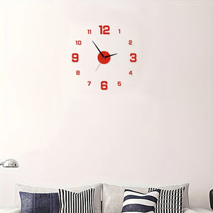 Modern 3D LED Wall Clock Large, Silent with Night Light, Battery-Powered