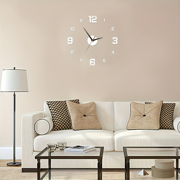 Modern 3D LED Wall Clock Large, Silent with Night Light, Battery-Powered