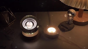 3D Moon/Sky Crystal Ball USB Night Lamp with Wooden Base