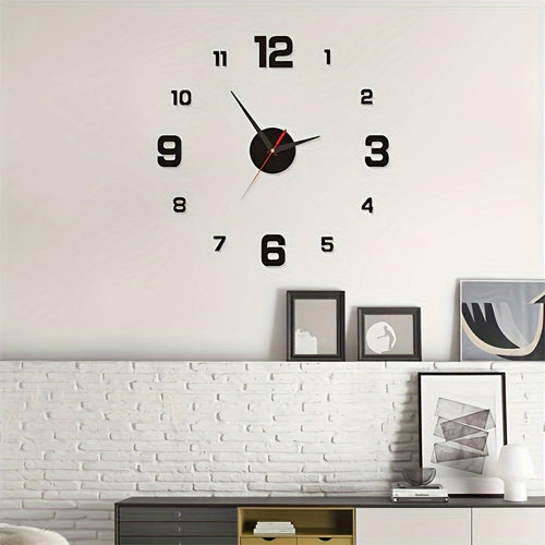 Modern 3D LED Wall Clock Large, Silent with Night Light, Battery-Powered