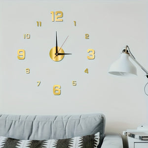 Modern 3D LED Wall Clock Large, Silent with Night Light, Battery-Powered